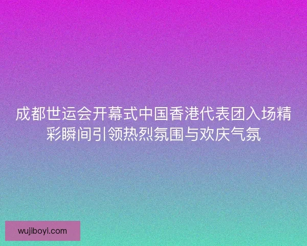 成都世运会开幕式中国香港代表团入场精彩瞬间引领热烈氛围与欢庆气氛